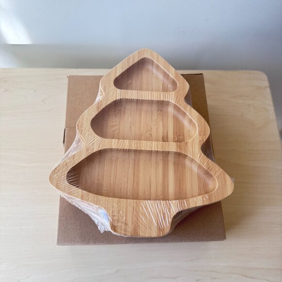 🎄 Eco-Friendly Bamboo Christmas Tree Serving Bowls – Set of 3 | New | Unopened - Picture 2 of 8
